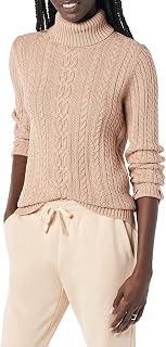 Amazon Essentials Women's Long Sleeve Fisherman Cable Knit Turtleneck Sweater, Cotton (Available in Plus Size)