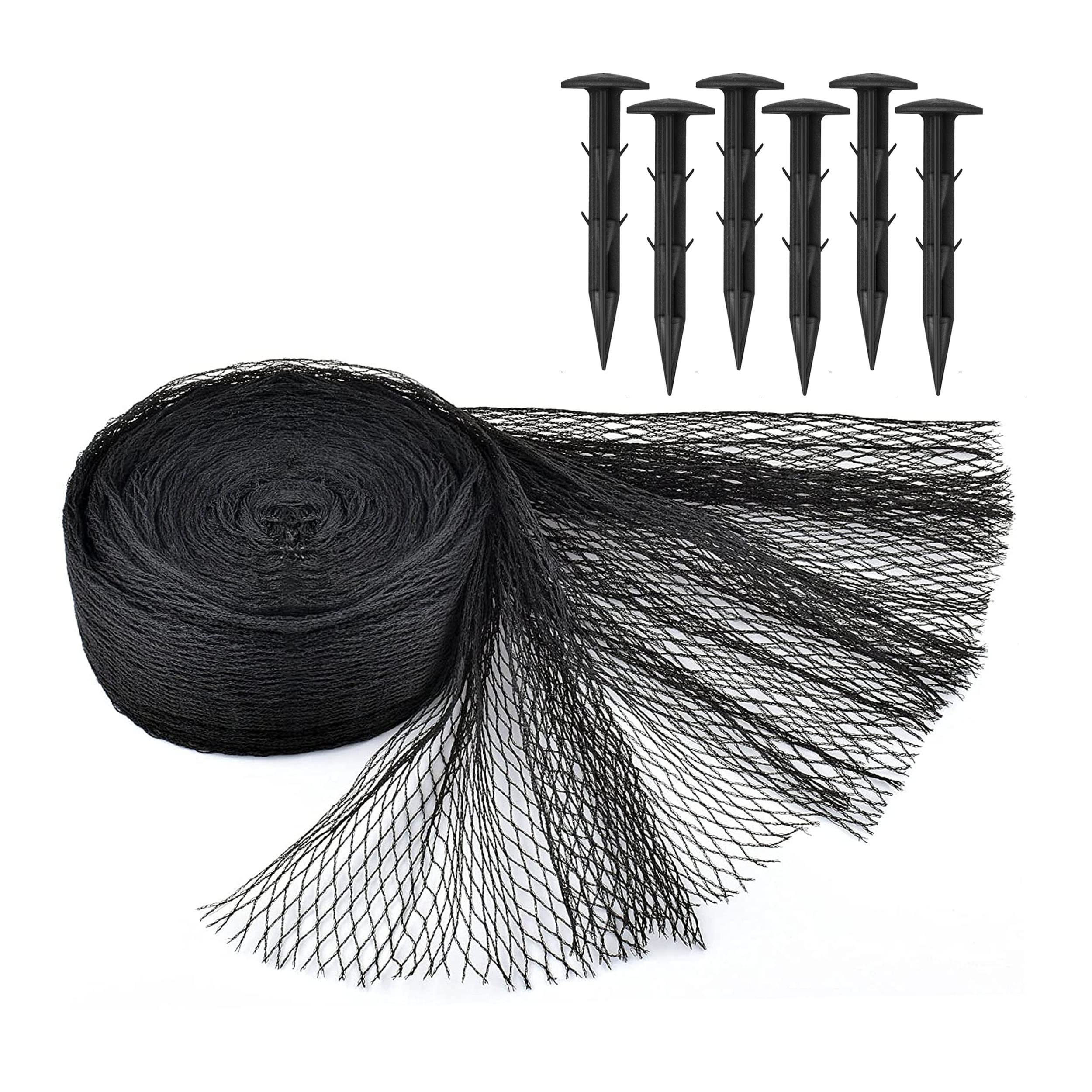 Black Koi Pond Netting Kit, 3 x 4m, Fine Mesh with 6 Stakes | UV-resistant woven