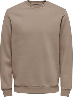ONSCERES Men's Basic Regular Fit Long-Sleeved Sweatshirt without Hood