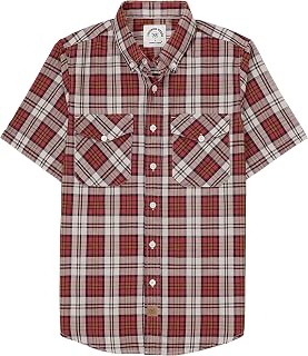 Dubinik® Mens Short Sleeve Button Down Two Pockets Soft Vintage Regular Fit Vintage Fishing Casual Shirts