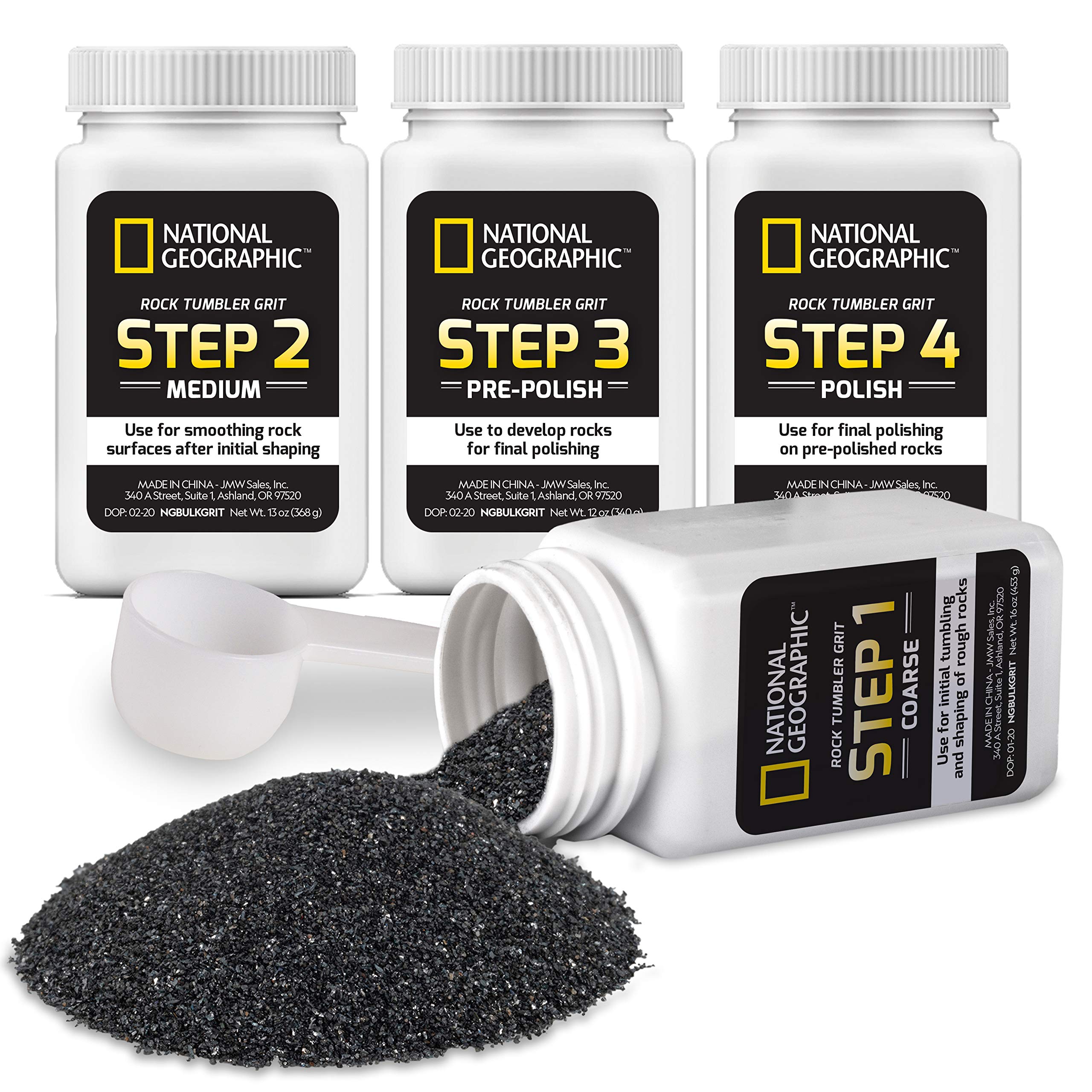 NATIONAL GEOGRAPHIC Rock Tumbler Grit and Polish Refill Kit - Tumbling Grit Medi