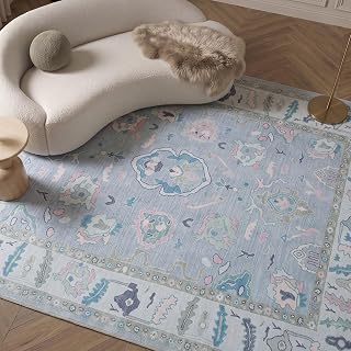 Fame Rugs Modern Oushak Rug 9x12, Vintage Turkish Lavender Oriental Antique Inspired Area Rugs, Washable Foldable Luxury Living Room Bedroom (386PBL, 9' x 12)