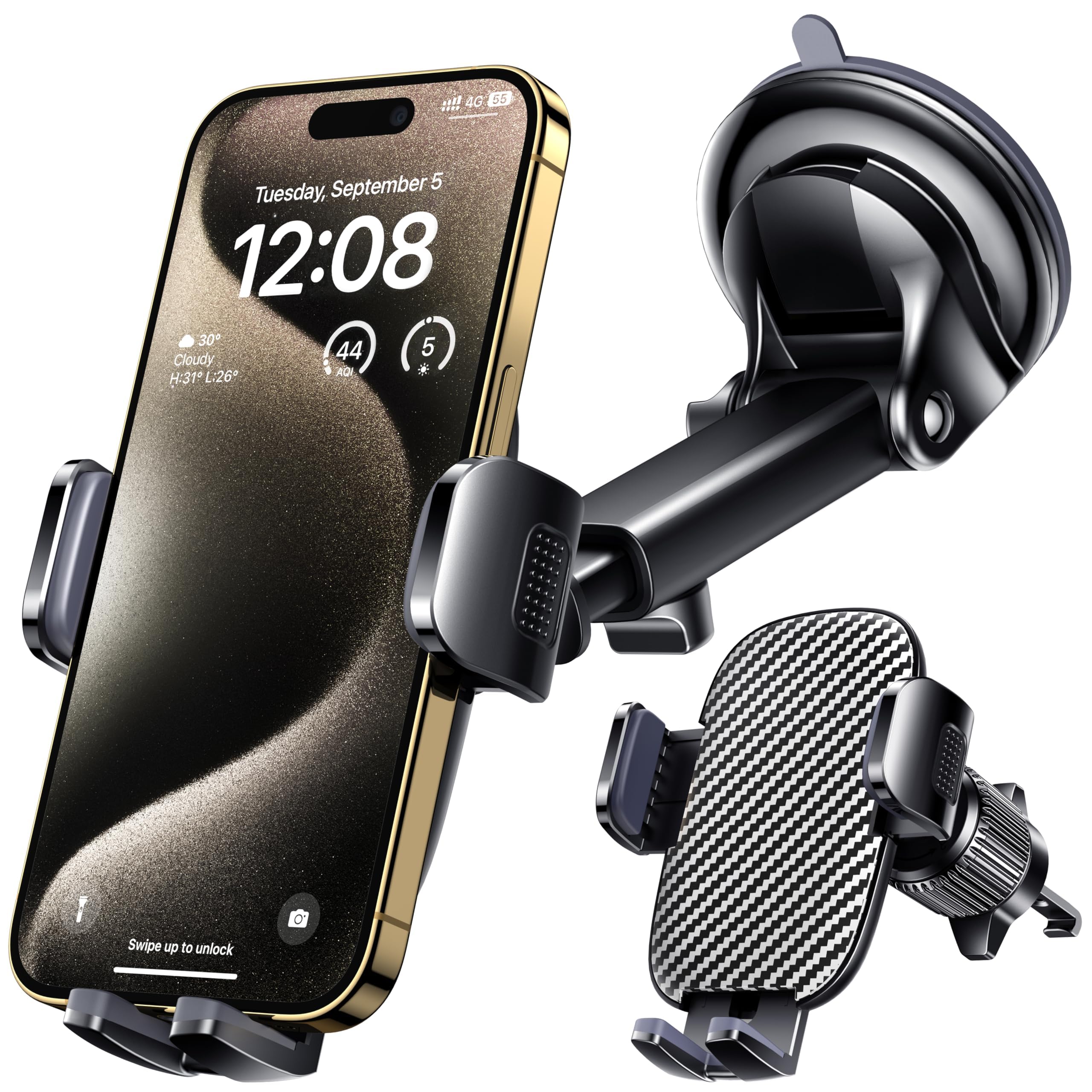 Qifutan Car Phone Holder Mount Phone Mount for Car Windshield Dashboard Air Vent