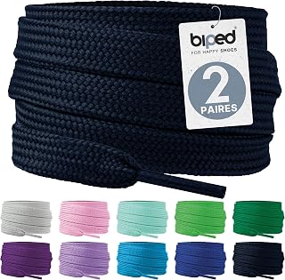 biped Laces 2 Pairs of Flat Polyester Laces, Width 10 mm, Laces for Trainers and Sports Shoes, Tear-Resistant and Washable Z2913