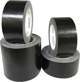 5-Pack Black Heavy Duty Duct Tape, 210micx2 inches x 30 Yards, Strong, Flexible, No Residue, All-Weather and Tear by Hand - Bulk Value for Repairs, Industrial, Professional Use (Black)