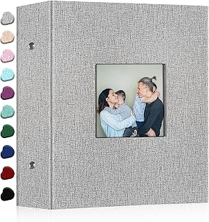 Ejblfe Photo Album 4x6,Linen Cover Slide-in Photo Album Book Can Holds 1000 4x6 Photos with 100 Black Sheets for Family,Wedding,Baby and Holiday Pictures (Gray)