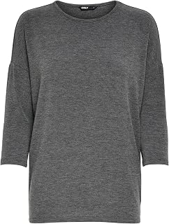 ONLY ONLGLAMOUR Slim 3/4 Sleeve Stretch Round Knit Sweater