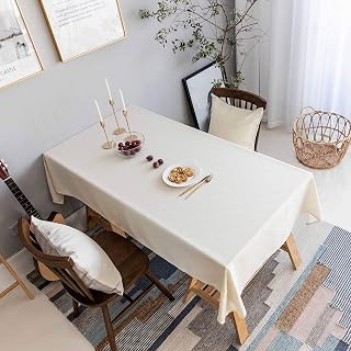 Home Brilliant Table Cloth Rectangular, Solid Farmhouse Checker Tablecloth for Kitchen Restaurant Patio, Table Cover for Dining Table, 132x218cm(52x86 inch), Cream