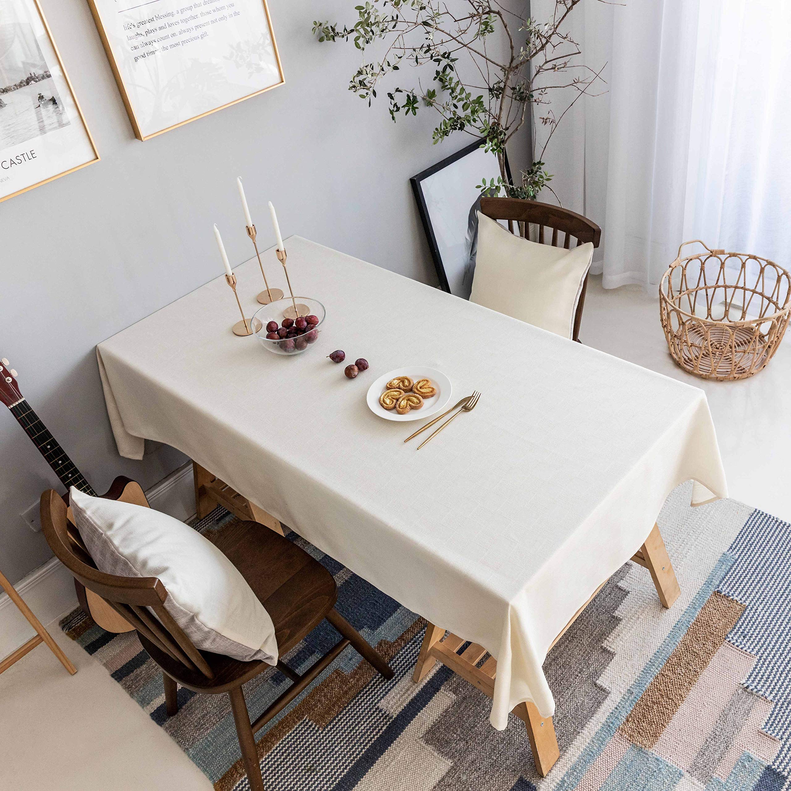 Home Brilliant Table Cloth Rectangular, Solid Farmhouse Checker Tablecloth for K