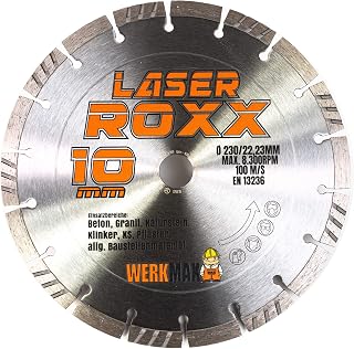 WERKMAX Laser ROXX Diamond Cutting Disc 230 mm x 22.23 mm - Diamond Disc for Concrete, Granite, Natural Stone & Clinker - Cutting Disc for Angle Grinder - Professional Diamond Disc with Interchangeable Segments