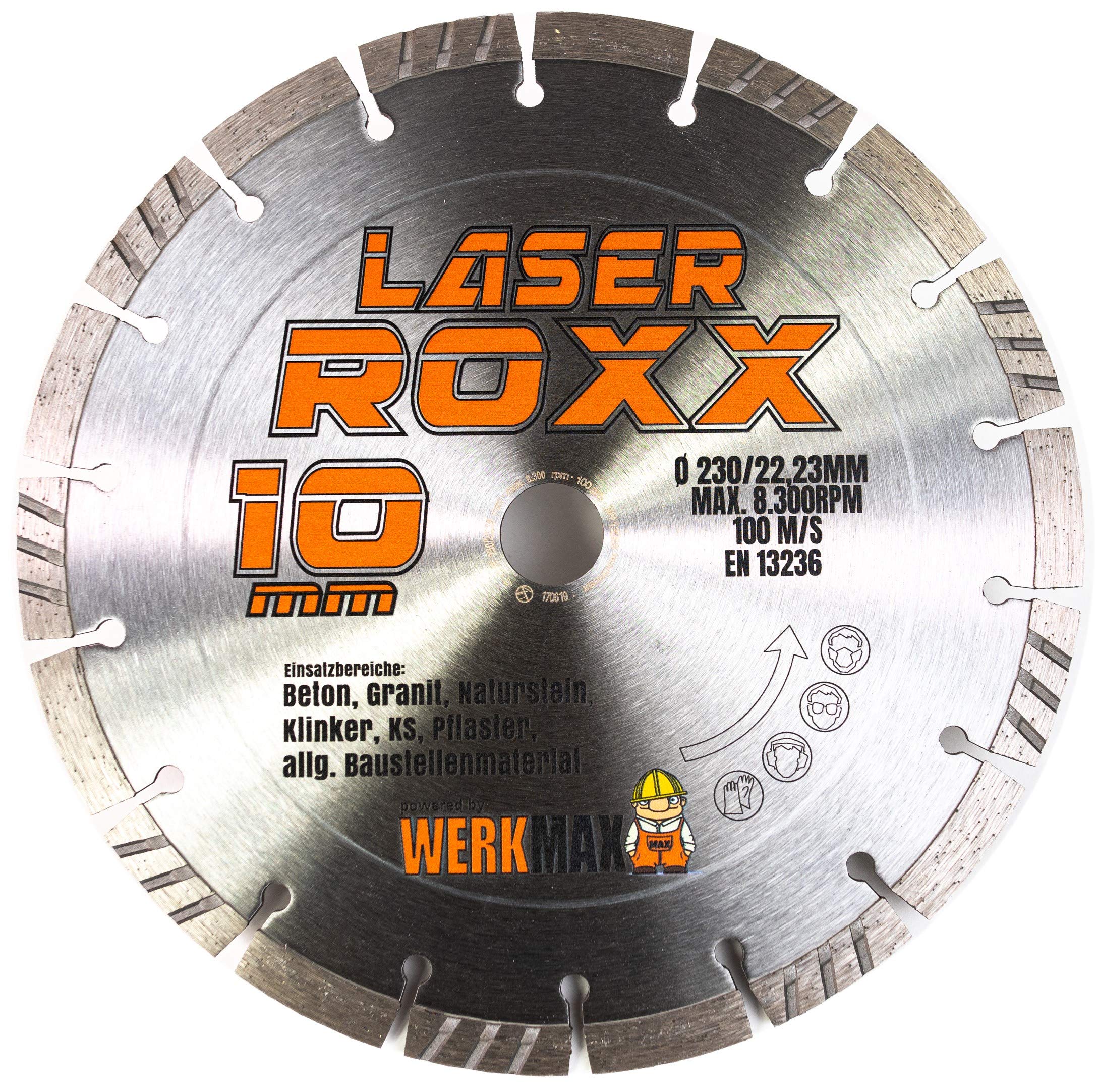 WERKMAX Laser ROXX Diamond Cutting Disc 230 mm x 22.23 mm - Diamond Disc for Con