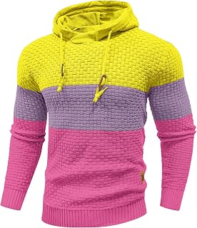Zaitun Men's Long Sleeve Pullover Hoodie Sweatshirt Solid Color Knit Pullover