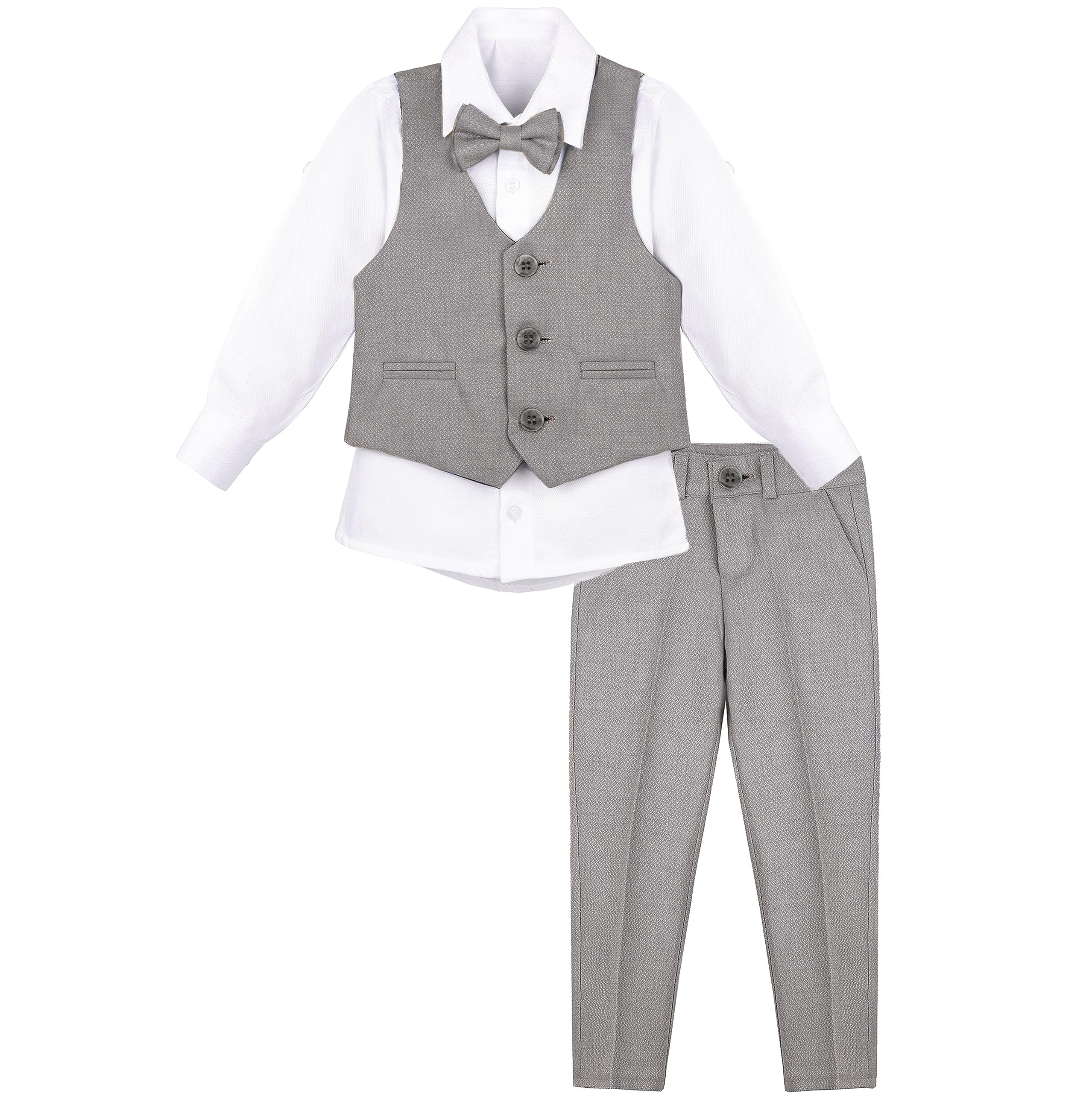 Lilax Boys Formal Suit 4 Piece Vest, Pants and Tie Dresswear Suit Set