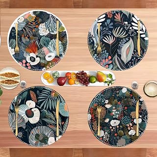 Round Placemats 14" Diameter x 17" Round Woven Table Mats Washable Thick Linen Placemats for Dining Room Party Kitchen and Home Decor Durable Decorative and Durable