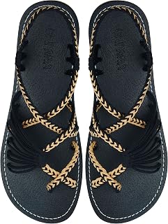 Capana Woven Women's Flat Sandals - Strappy Braided Sandals, Beach Sandals for Women Dressy Summer, Rope Bohemian Sandals, Spring Casual Womens Shoes, Comfy Boho Flats for Teen Girls – Banyan