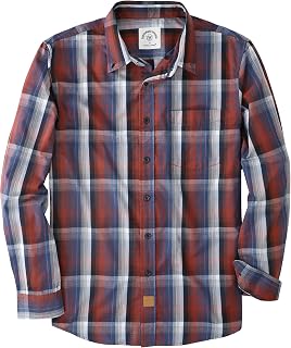 Dubinik® Mens Long Sleeve Button Down Shirts Plaid Casual Work Cotton Vintage Soft with Pocket Regular Fit