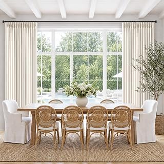 TWODRAPES 90 Inch Length 2 Panels Natural Pinch Pleated Curtains 40Wx90L | for Living Room, Bedroom, Memory Trained Shape, Pinch Pleat Drapes, Light Filtering, with Hooks Rings Back Tab, Ivory White
