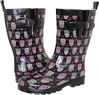 Capelli New York Women's Shiny On The Dot Printed Rubber Rain Boot