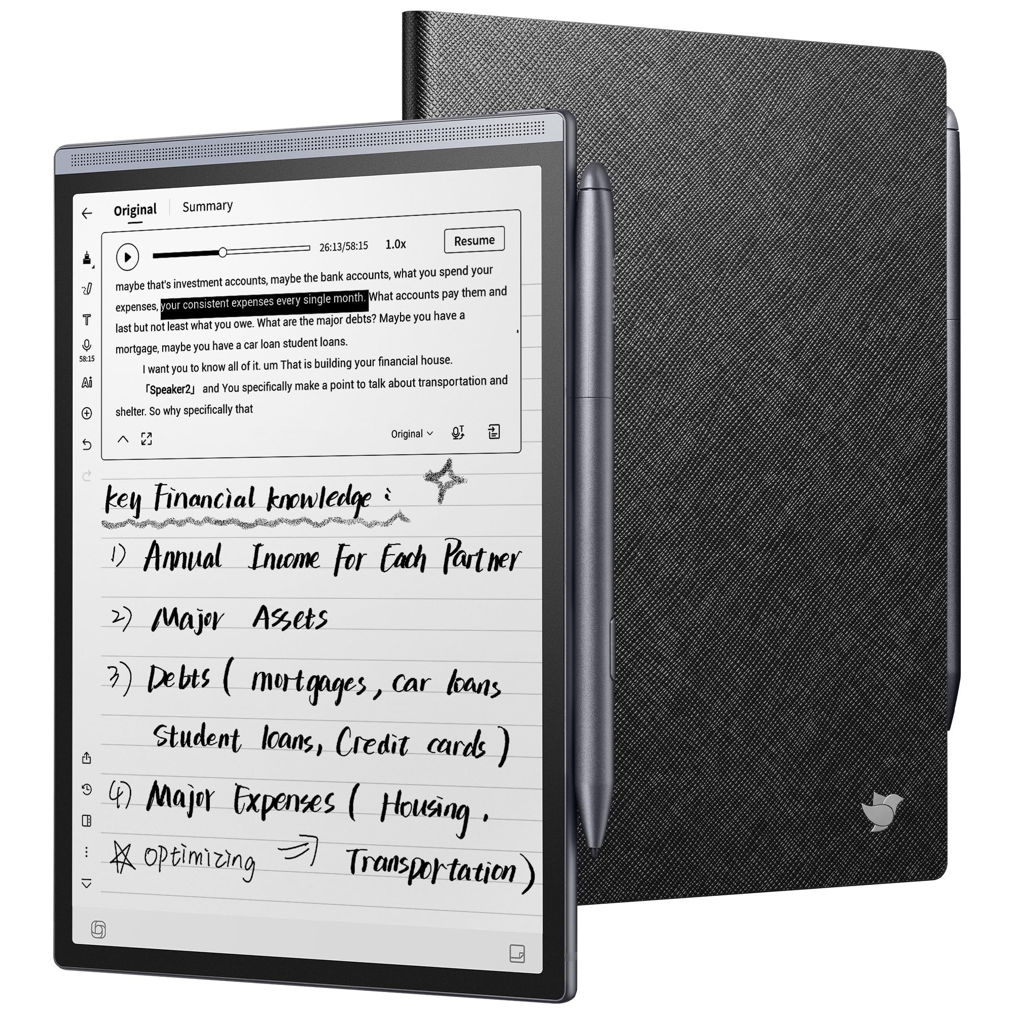 iFLYTEK AINOTE Air 2, 8.2" AI Smart E Ink Tablet with Folio Case & Stylus, Power
