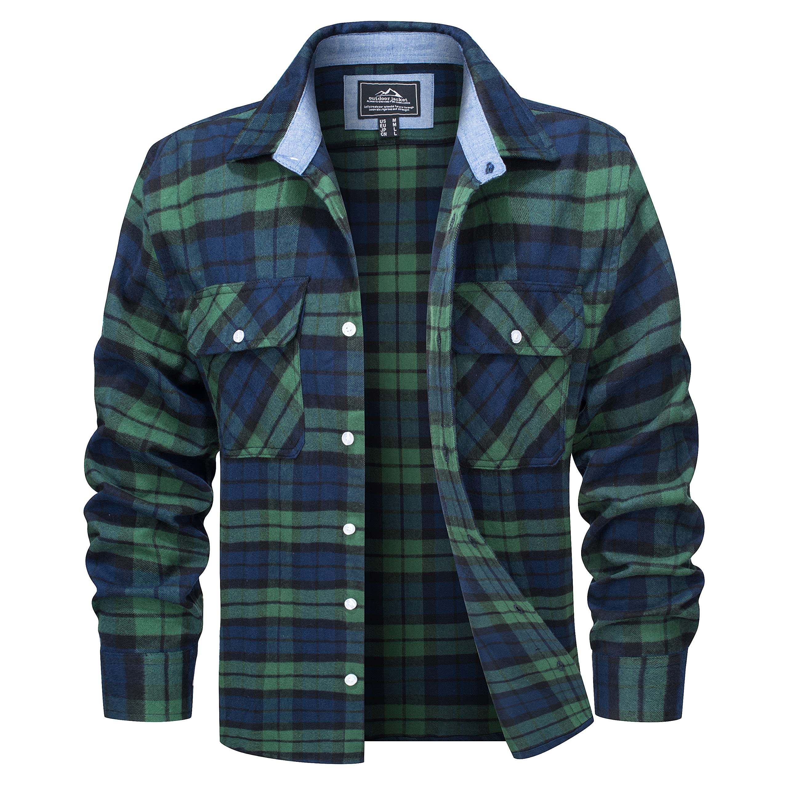 MAGCOMSEN Men's Flannel Shirts Cotton Long Sleeve Plaid Shirt Casual Fashion But