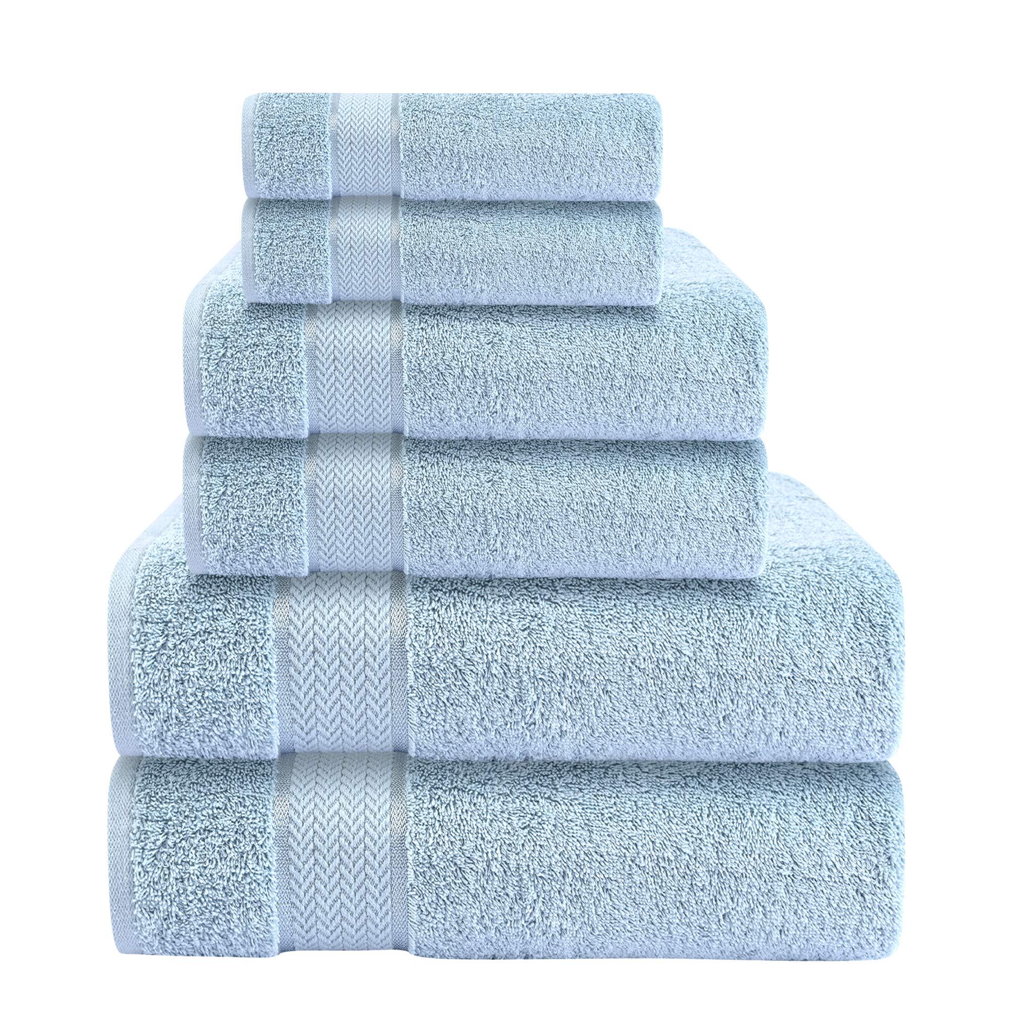 Bath Towels Set-100% Cotton- 2 Bath Towels, 2 Hand Towels & 2 Washcloths- Large,