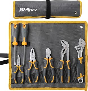 Hi-Spec Pliers Set for Home DIY & Plumbing Repairs with Roll-Up Storage Bag