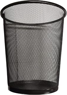 DIVCHI Round Trash Can Bin - 1 Pack Black Non-Slip Mesh Bins Waste Paper Bin Sturdy Metal Bin Indoor Waste Bin for Home Bedroom Office Bathroom Living Room & Kitchen (Black)