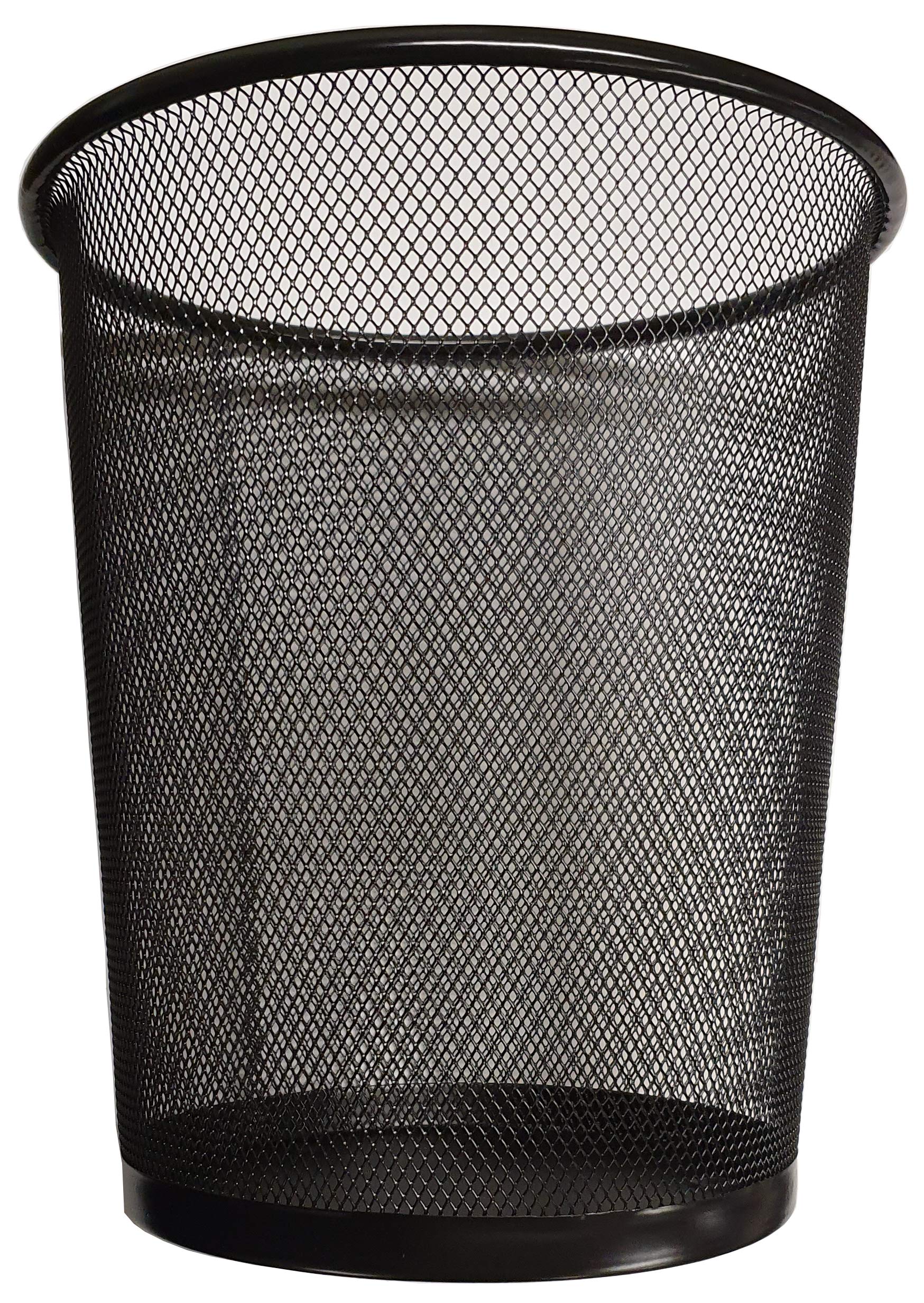 DIVCHI Round Trash Can Bin - 1 Pack Black Non-Slip Mesh Bins Waste Paper Bin Stu