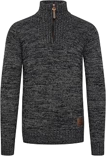 Solid Philostrate Knitted Troyer Sweater Men's Chunky Knit Sweatshirt with Troyer Collar 100% Cotton