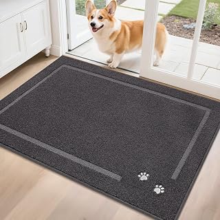 BEQHAUSE Dog Door Mat for Mud Paws Indoor Entrance 32" x 48", Dark Grey | Non-Slip Front Back Door Mat, Traps Mud & Moisture From Pet Paws, Absorbent Washable Welcome Mat, Low-Profile Rugs Entryway