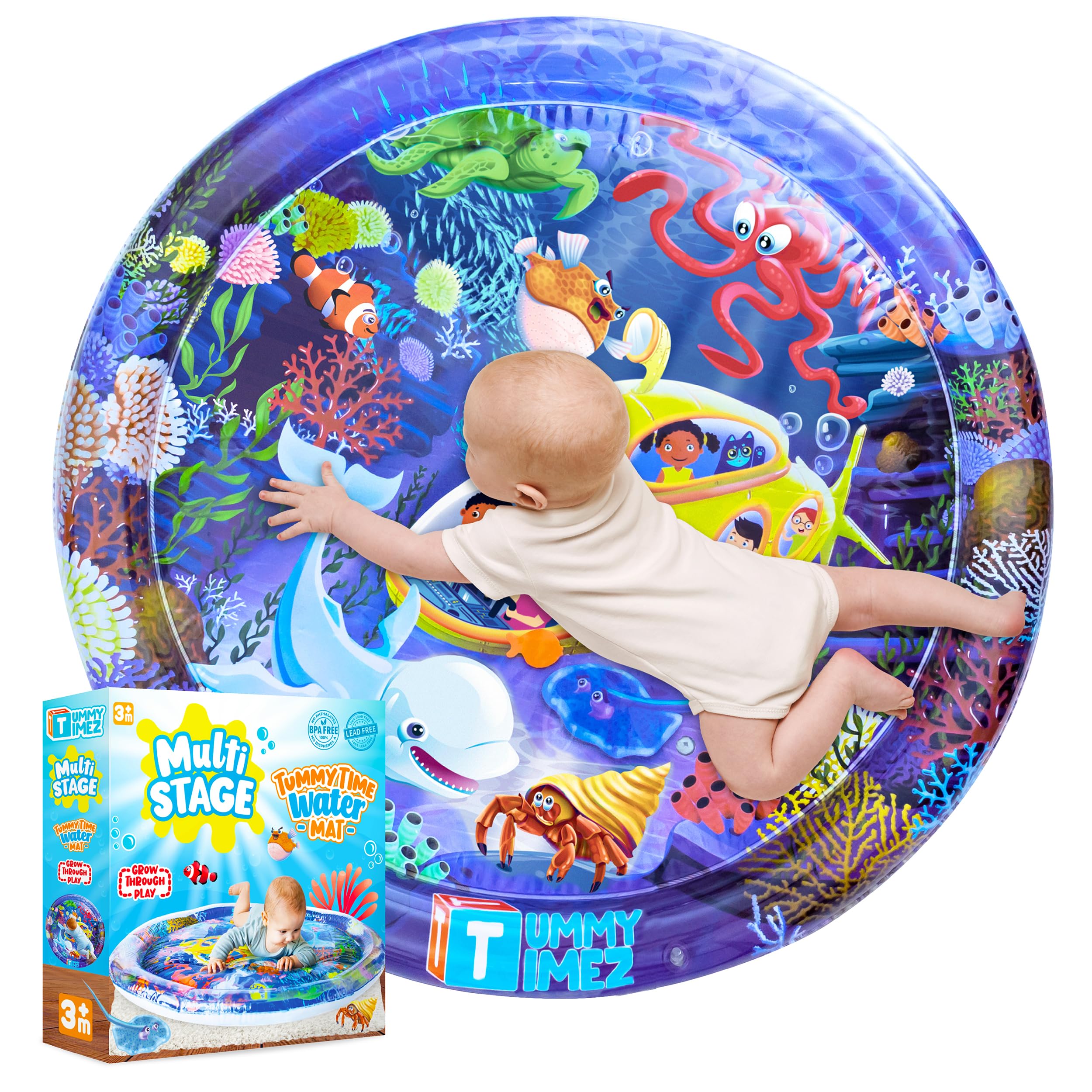 TT TUMMYTIMEZ Premium Tummy Time Water Mat, Extra Large Multi-Stage Activity Cen