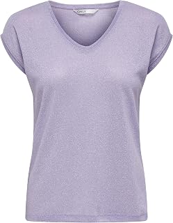 ONLY Onlsilvery S/S V Neck Lurex Top Jrs Noos T-Shirt for Women