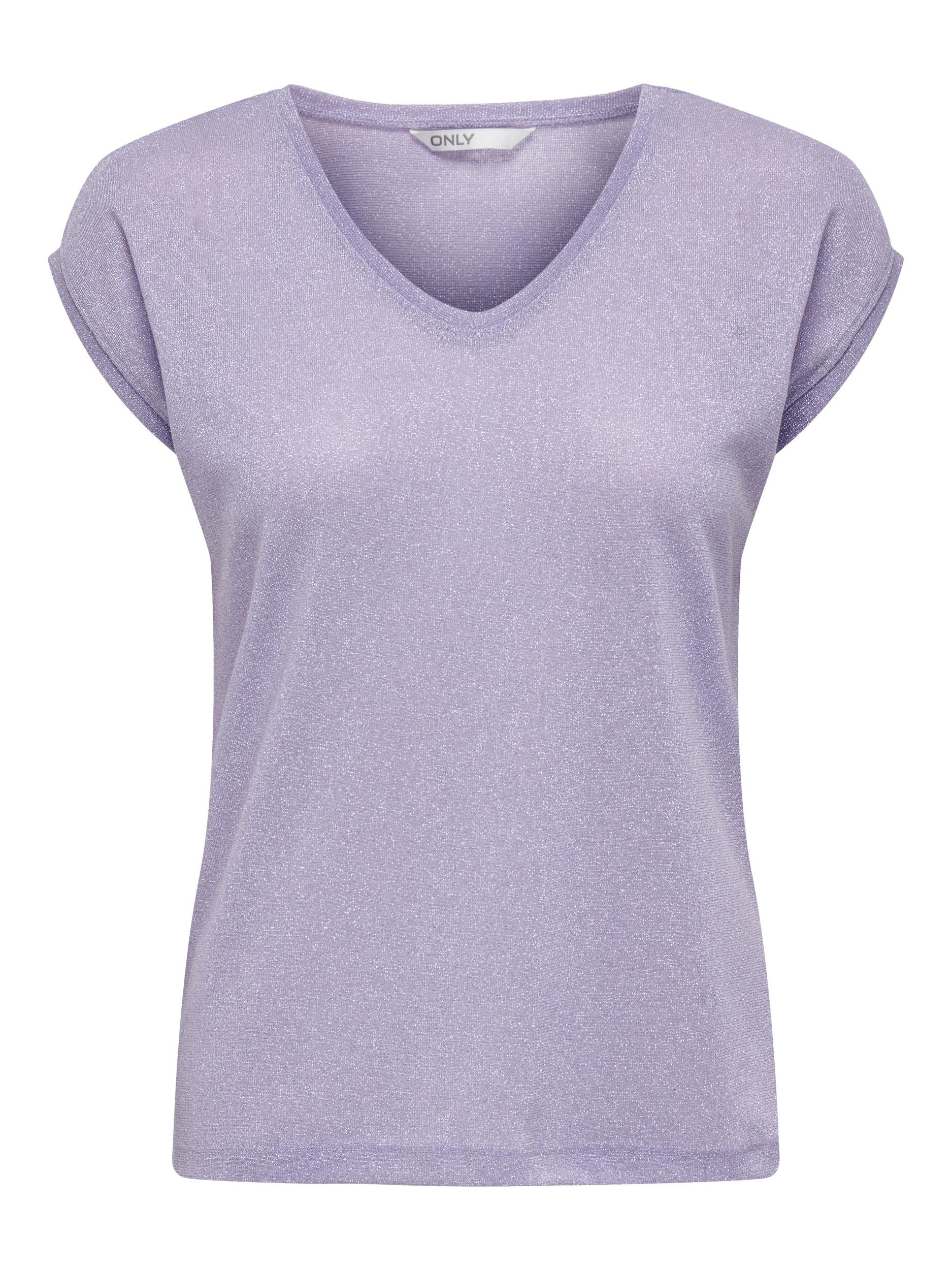 ONLY Onlsilvery S/S V Neck Lurex Top Jrs Noos T-Shirt for Women