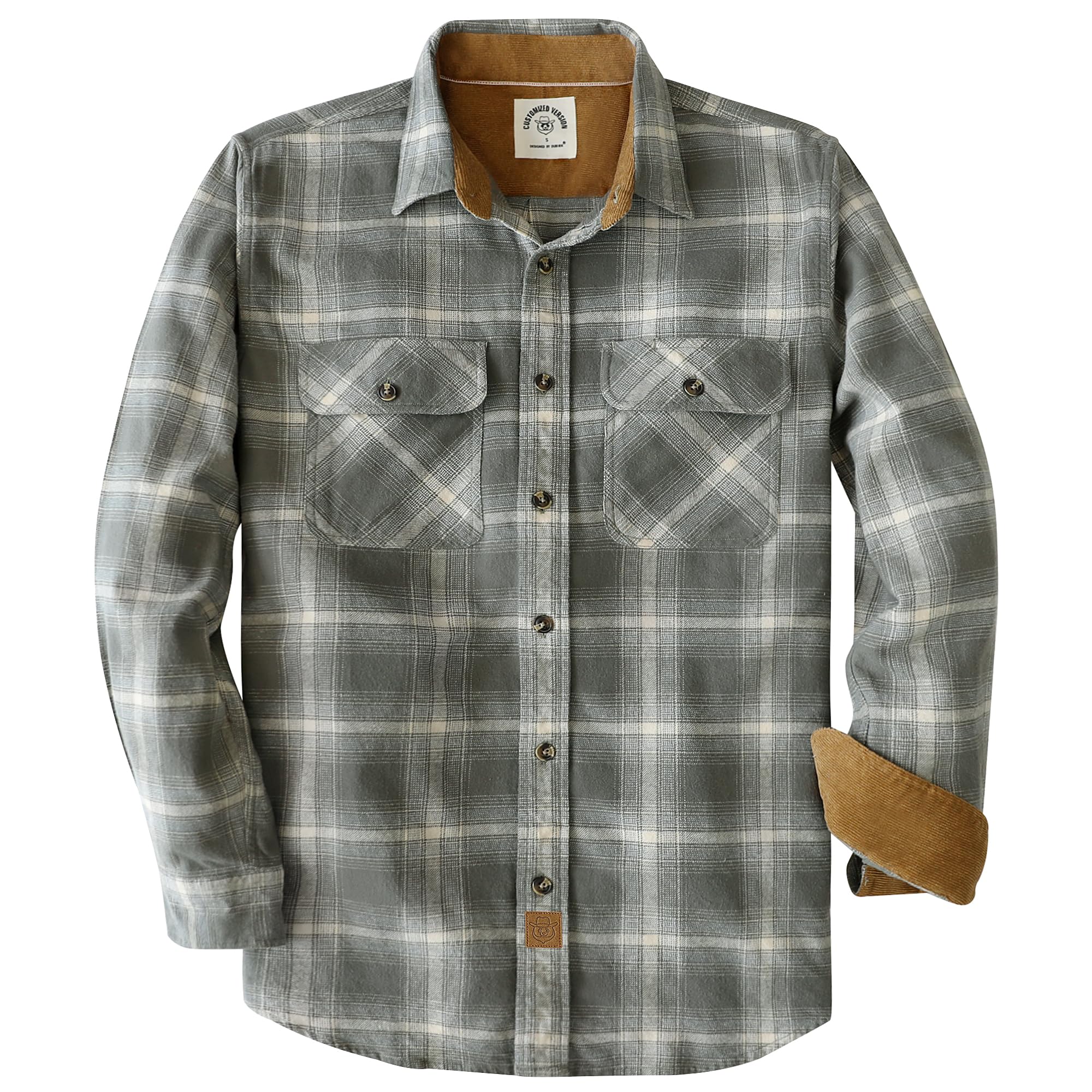 Dubinik® 6 oz Flannel Shirt for Men Plaid Cotton Brushed Utilit Casual
