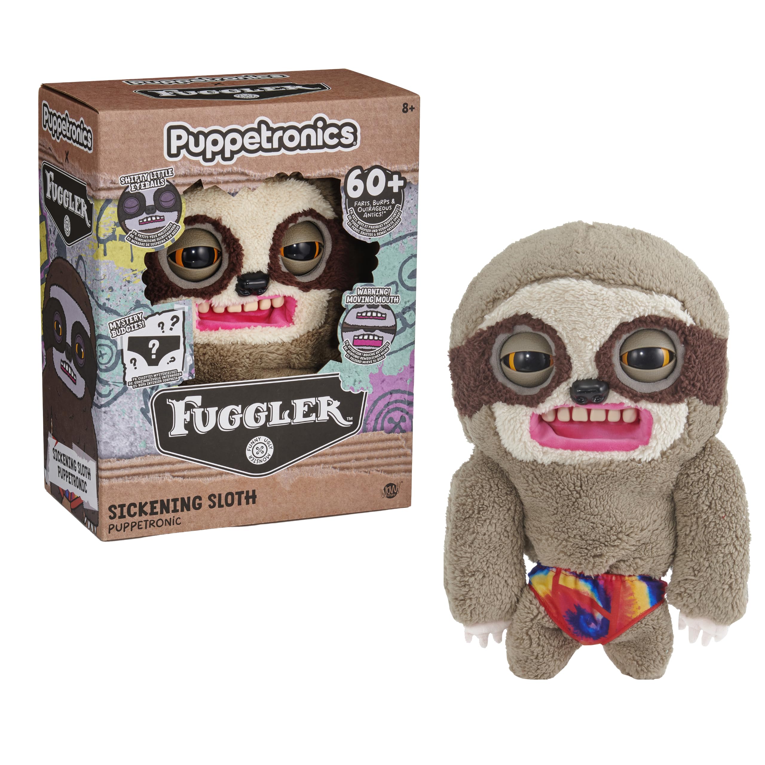 WOW! STUFF Fugglers Sickening Sloth Deluxe Puppetronic Interactive Puppet | Funn