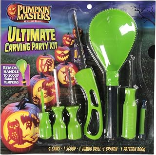 Pumpkin Masters Premium Carving All-in-One Party Kit – Large Handled Tools and Patterns for Ultimate Halloween Pumpkin Carving Experience