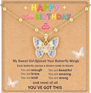 Fervia Butterfly Necklace Happy Birthday Christma Gifts for 6-16 Years Old
