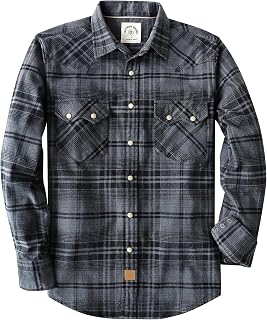 Dubinik® 6.3oz Flannel Shirt for Men Western Long Sleeve Cotton Snap Cowboy