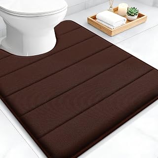 smiry Memory Foam Toilet Mat 50 x 60 cm U-Shape Pedestal Mat Brown