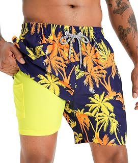APTRO Men's Swim Trunks with Compression Liner 5 Inch Bathing Suit Beach Swimsuits