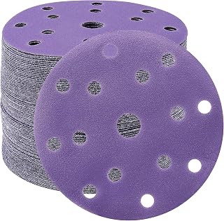 STEBRUAM 50 Pieces 150mm Sanding Discs 15 Holes Hook and Loop Sanding Sanding for 6 Inch Random Orbital Sander (180 Grit)
