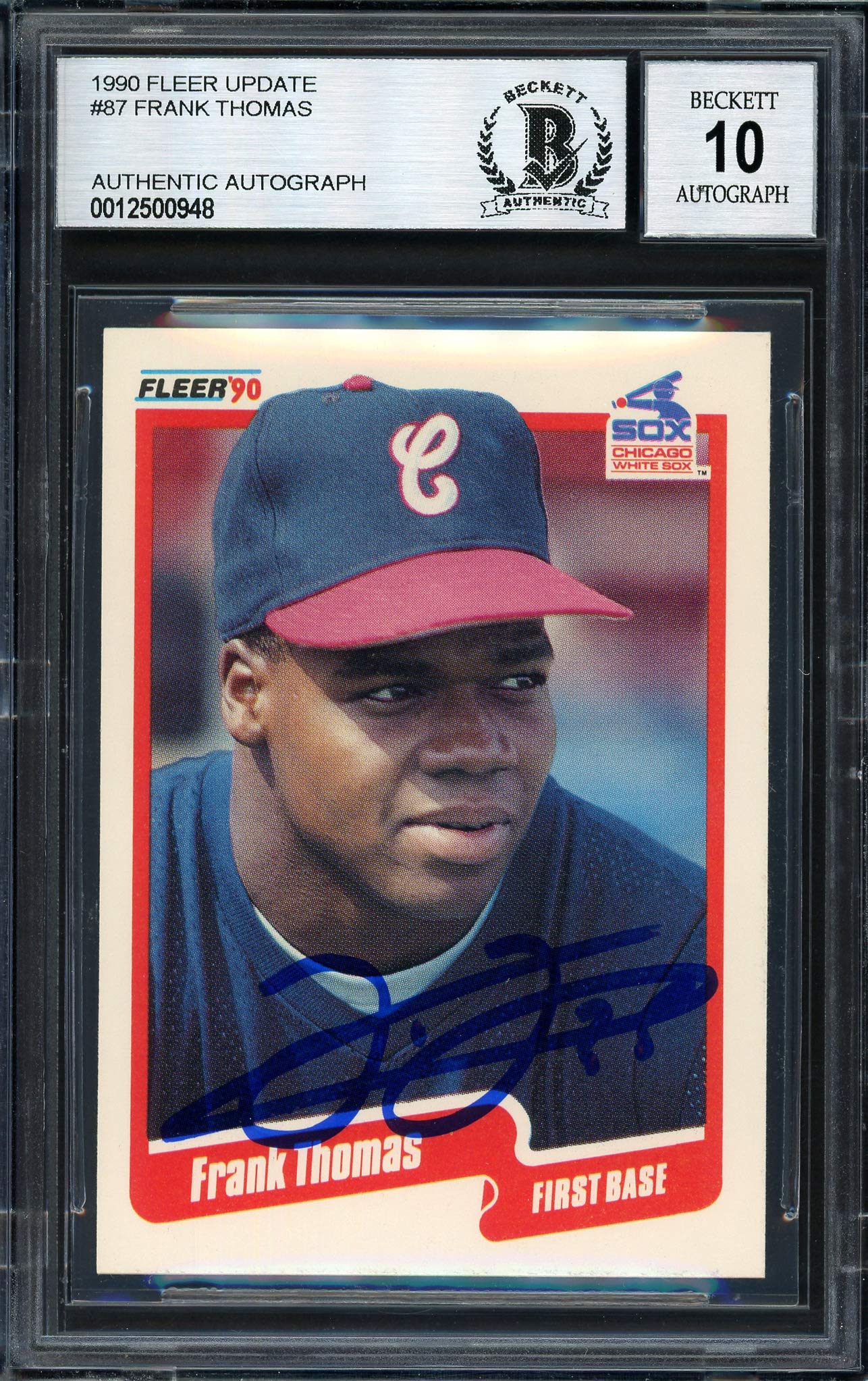 Frank Thomas Autographed 1990 Fleer Update Rookie Baseball Card #U-87 Auto Grade
