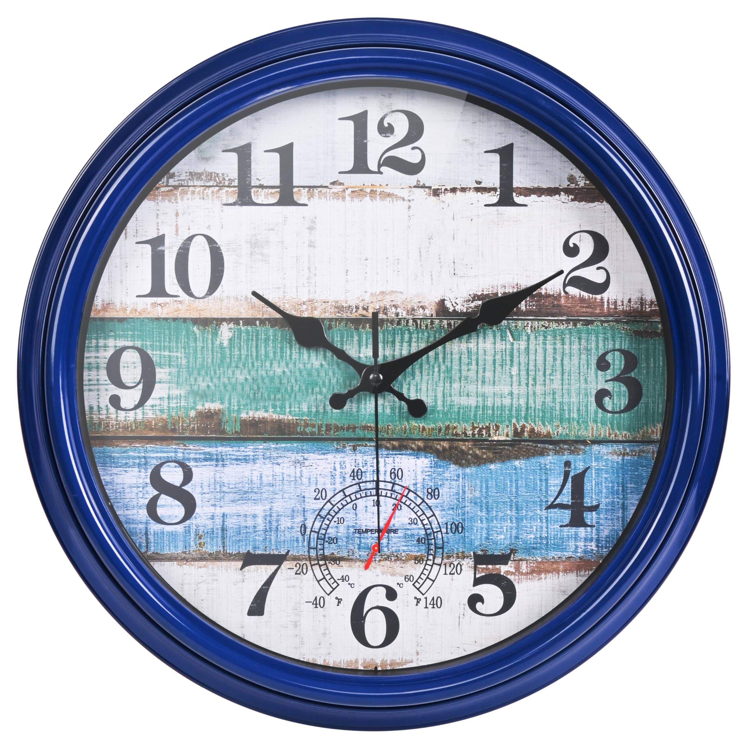 Large Outdoor Clock Waterproof with Thermometer Vintage Rustic Coastal Clock for