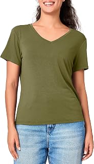 BAMBOO COOL Womens V Neck Summer Tops Short Sleeve Tshirts Basic Tees