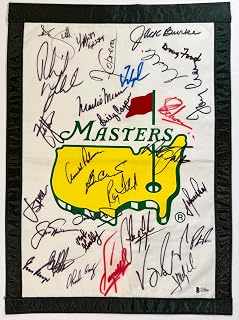 Masters golf champions signed Flag Jack Nicklaus Arnold Palmer gary player phil mickelson beckett loa