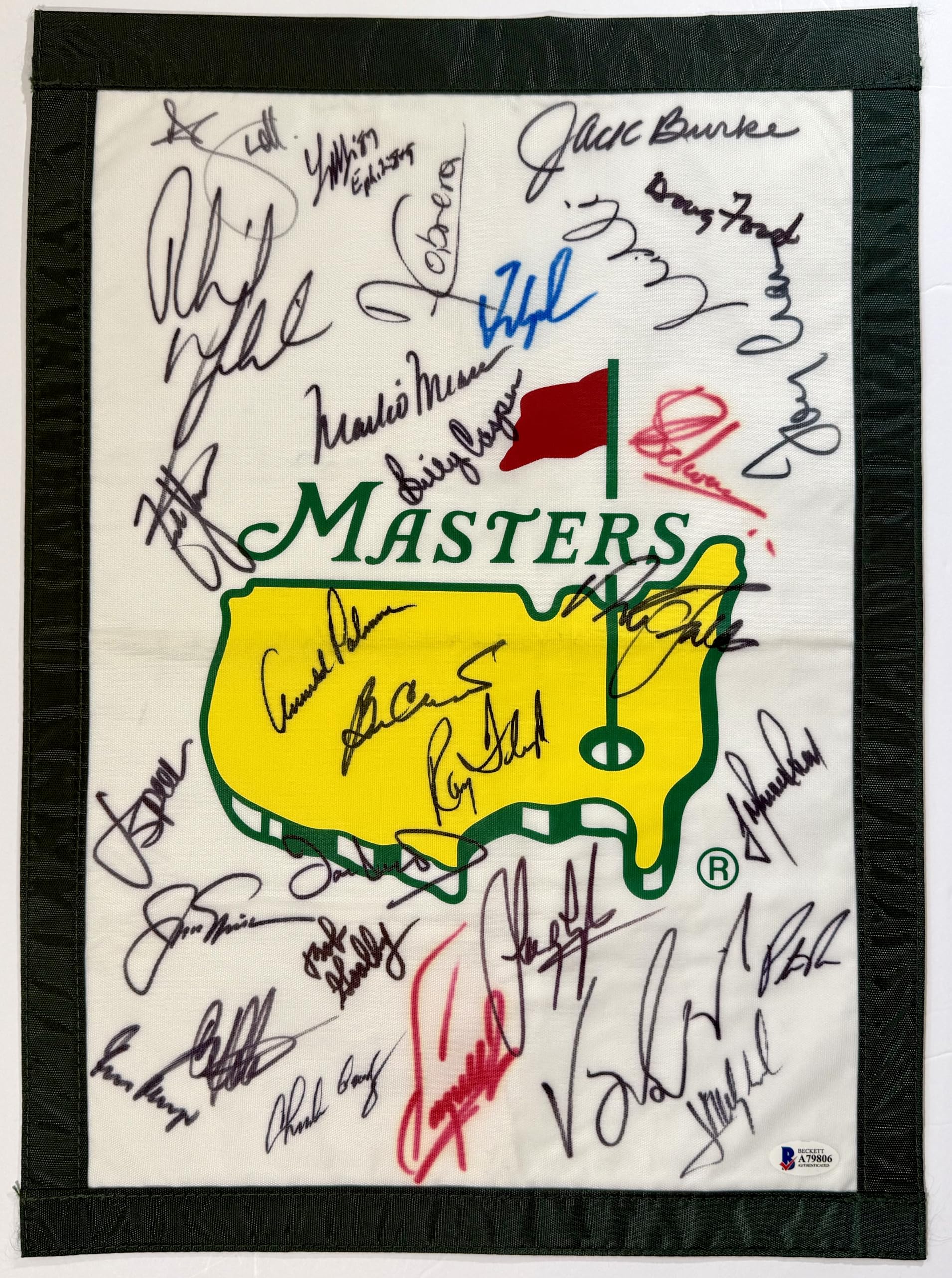 Masters golf champions signed Flag Jack Nicklaus Arnold Palmer gary player phil 