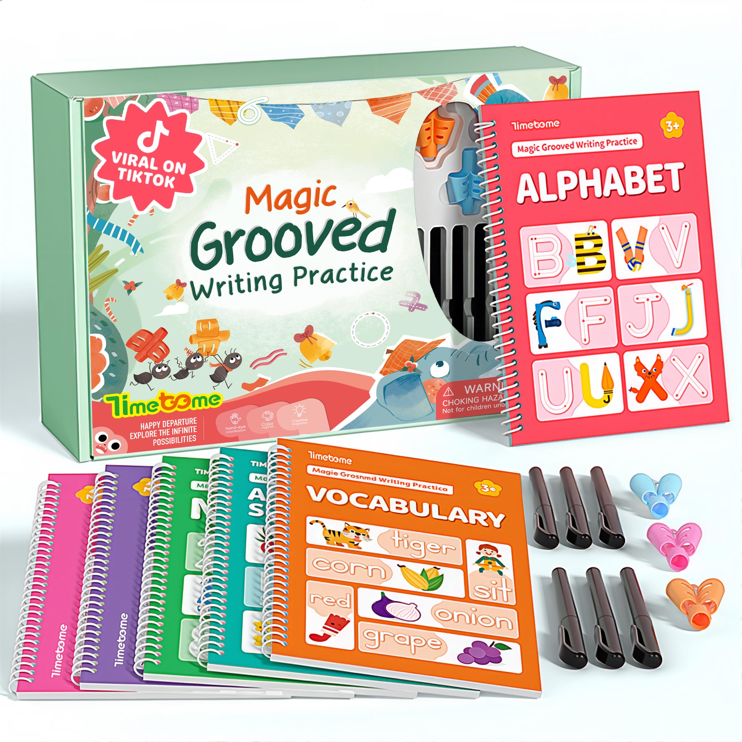 Timetome Magic Grooved Writing Practice Books for Kids 3-8 | Reusable 3D Groove 