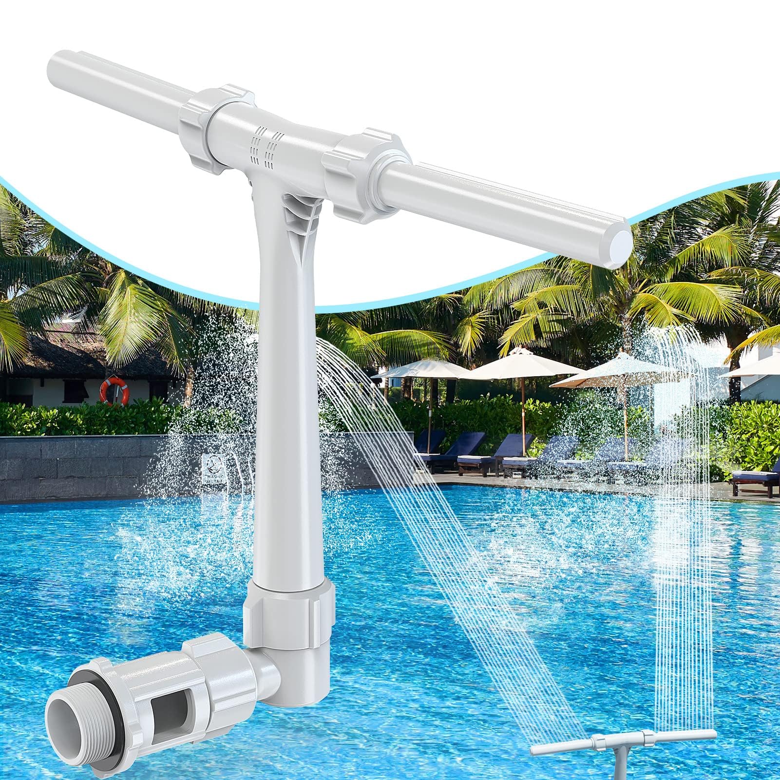 Adjustable Dual Spray Pool Fountain for Above Ground & Inground Pools | Waterfal