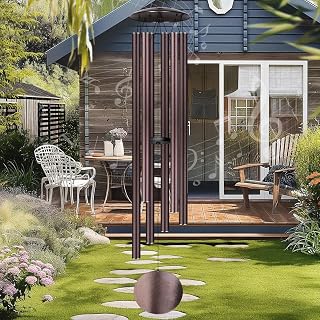 66" Large Wind Chimes for Outside Deep Tone, 6 Thickened ⌀ 1.2" Tubes Tuned Relaxing Melody Wind Chime, Windchimes Outdoors for Garden Patio Decor, Great Gift Idea for Your Loved One (Bronze, 66")