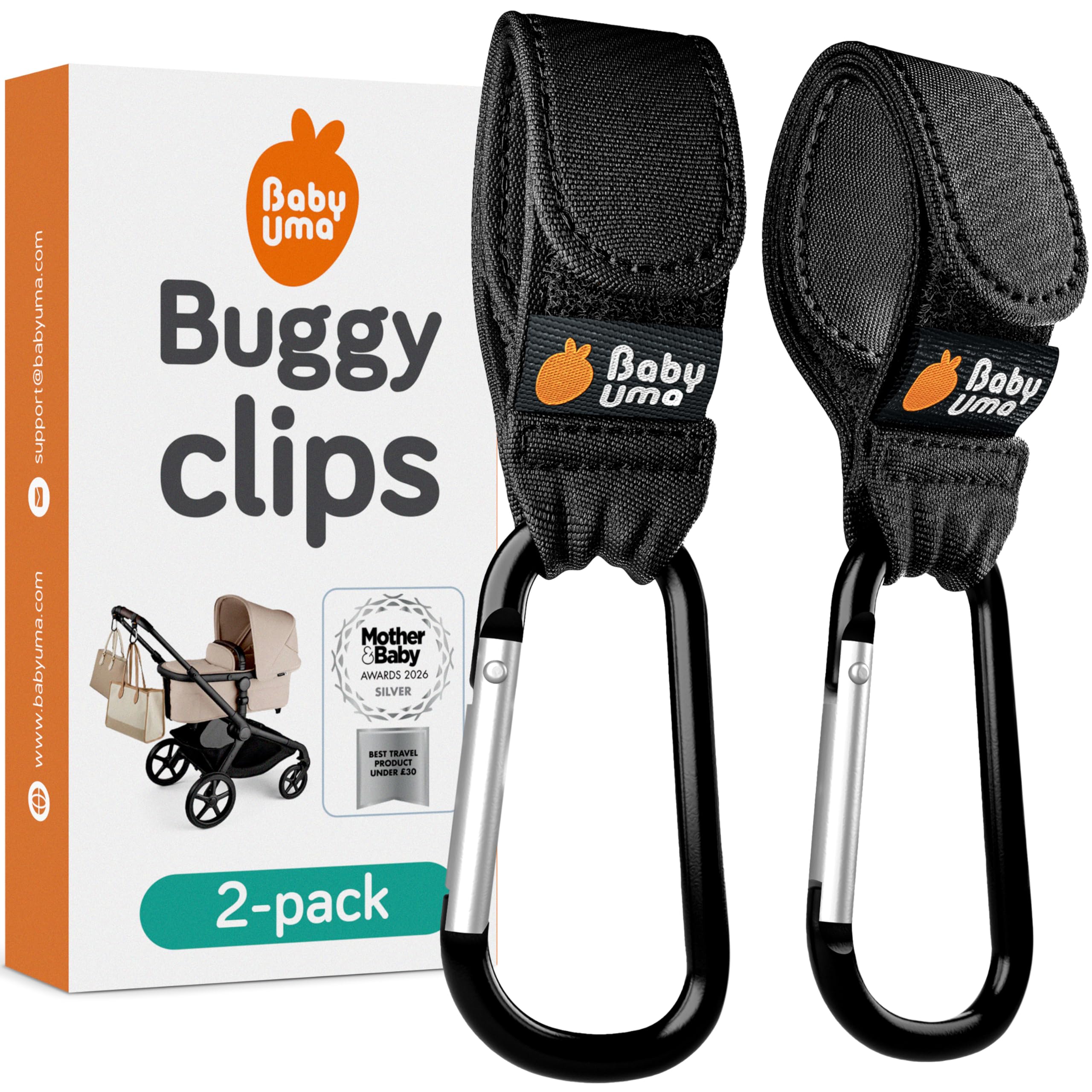 Baby Uma Buggy Clips for Pram - Award-Winning, 5 kg Capacity, Non-Slip | These a